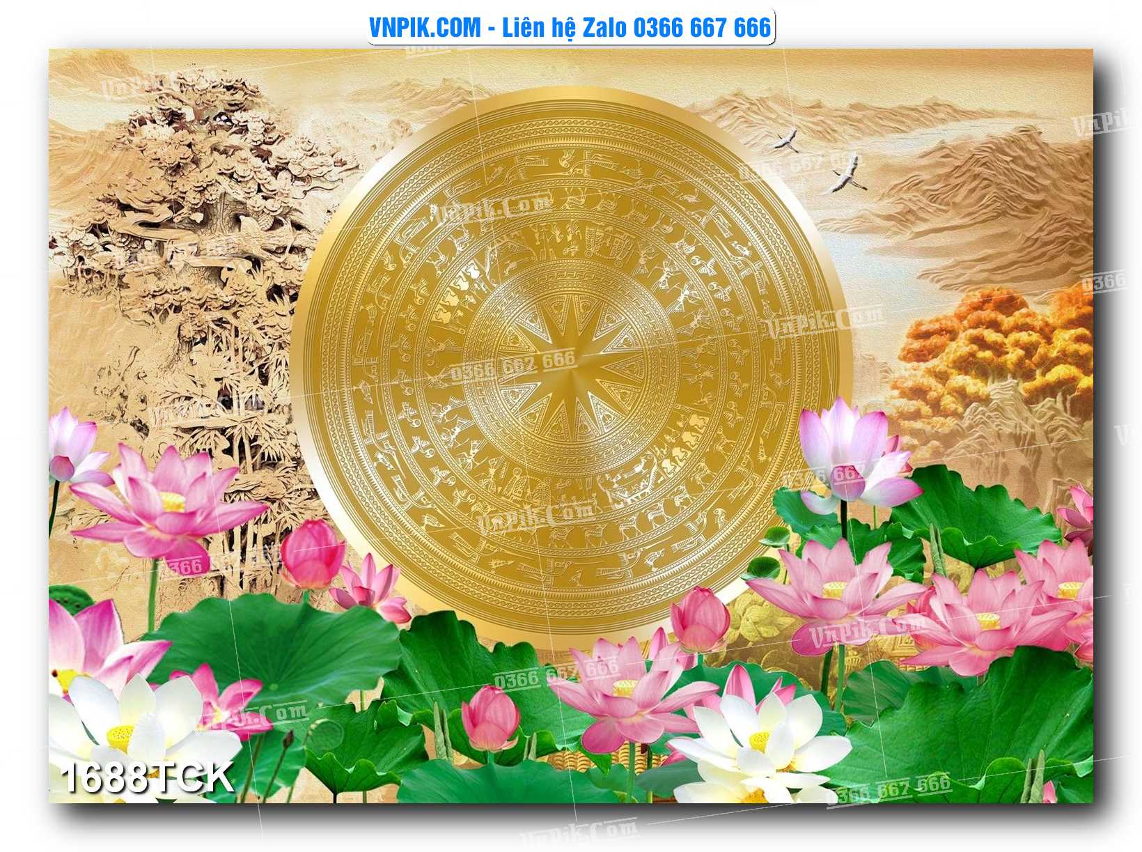 Tranh Hoa Sen – Cá Koi – Cá Chép 1688TCK