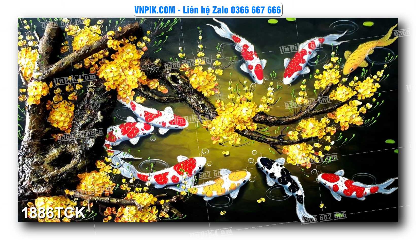 Tranh Hoa Sen – Cá Koi – Cá Chép 1886TCK
