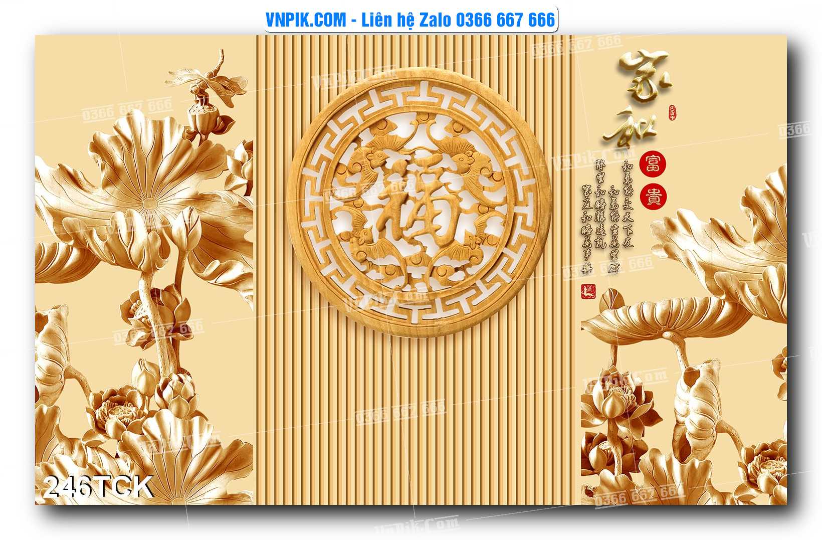 Tranh Hoa Sen – Cá Koi – Cá Chép  246TCK