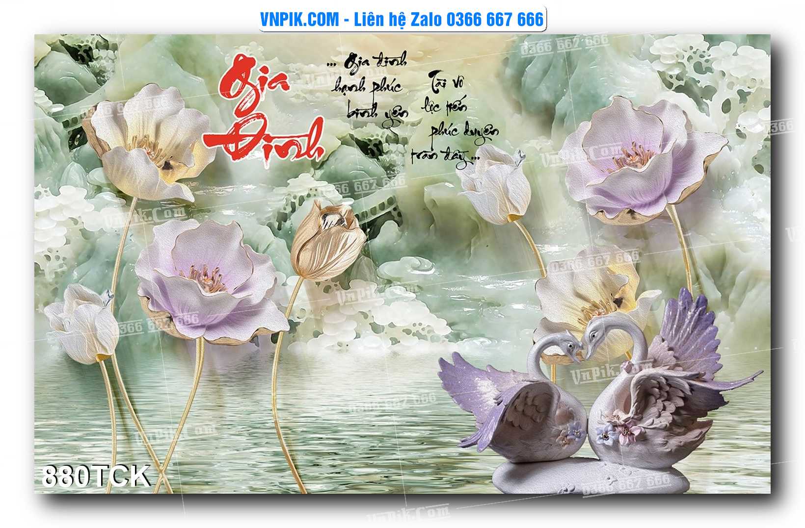 Tranh Hoa Sen – Cá Koi – Cá Chép 880TCK