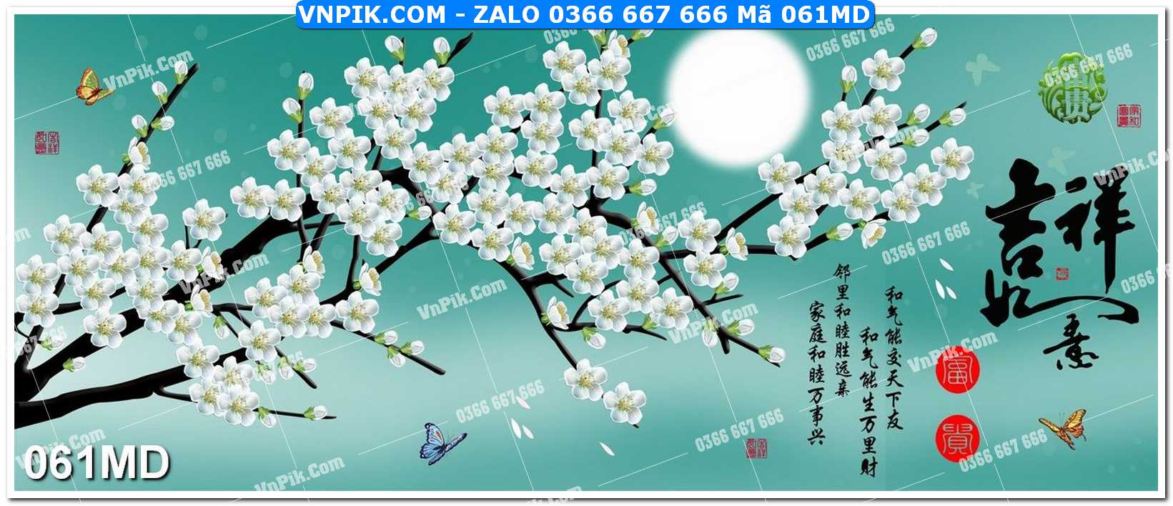 Tranh mai đào file vector mã file 061MD
