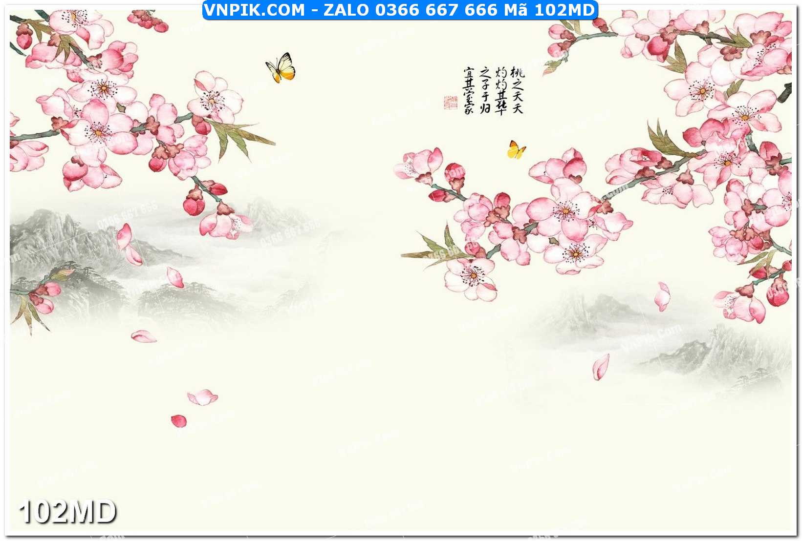 Tranh mai đào file vector mã file 102MD