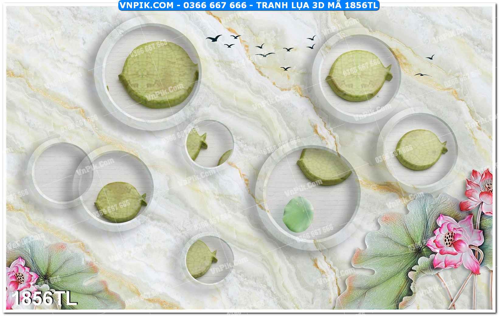 Tranh lụa 3D – Tranh trang trí dán tường 1856TL