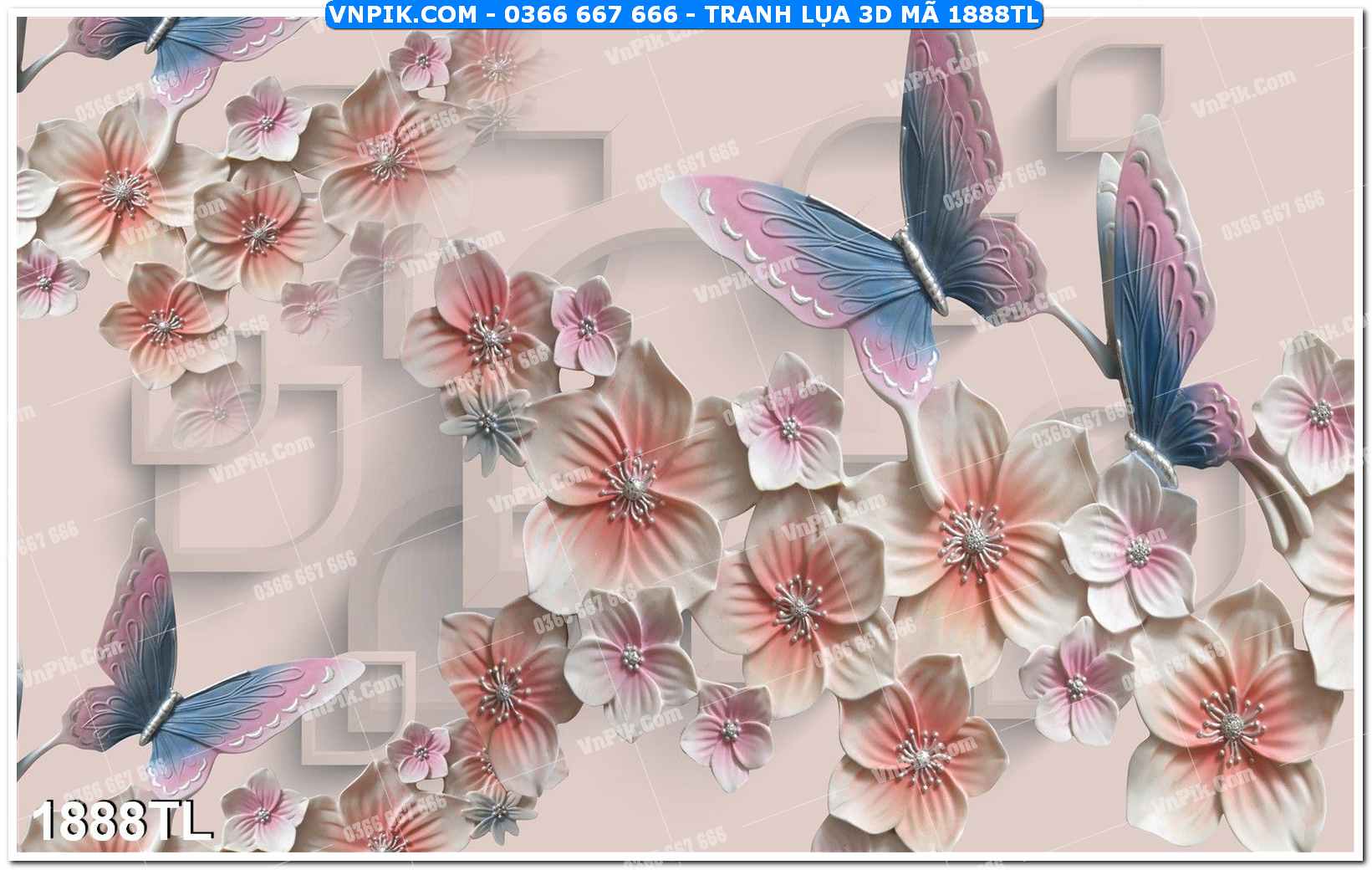 Tranh lụa 3D – Tranh trang trí dán tường 1888TL