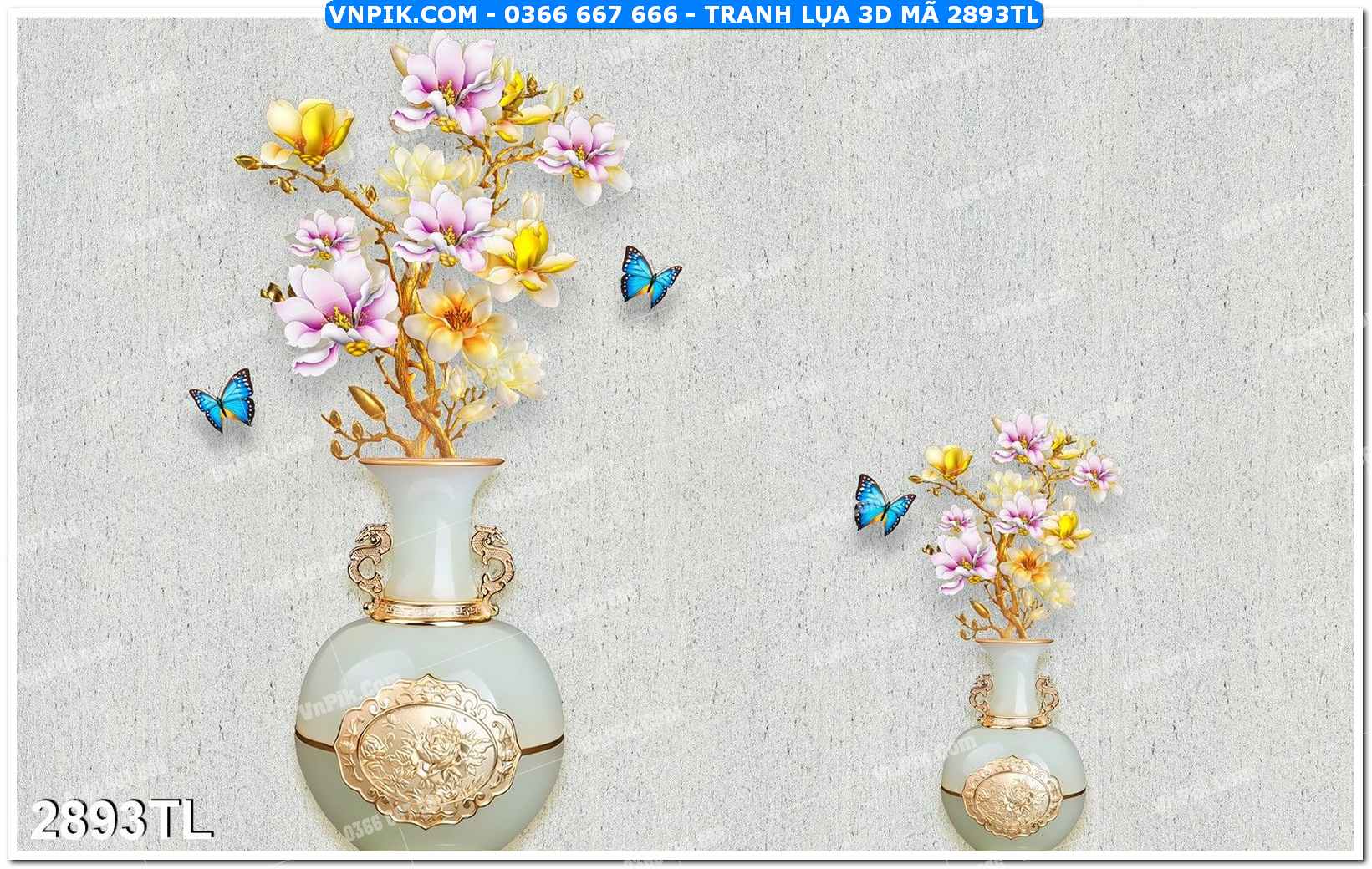Tranh lụa 3D – Tranh trang trí dán tường 2893TL
