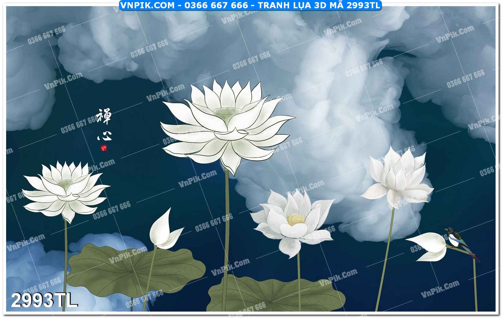 Tranh lụa 3D – Tranh trang trí dán tường 2993TL