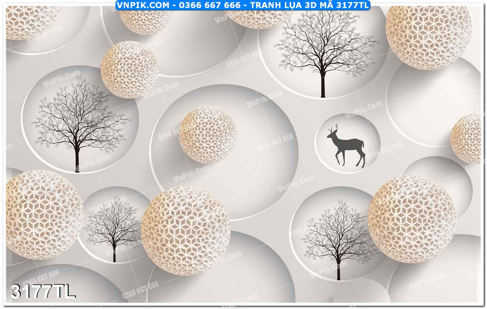 Tranh lụa 3D – Tranh trang trí dán tường 3177TL