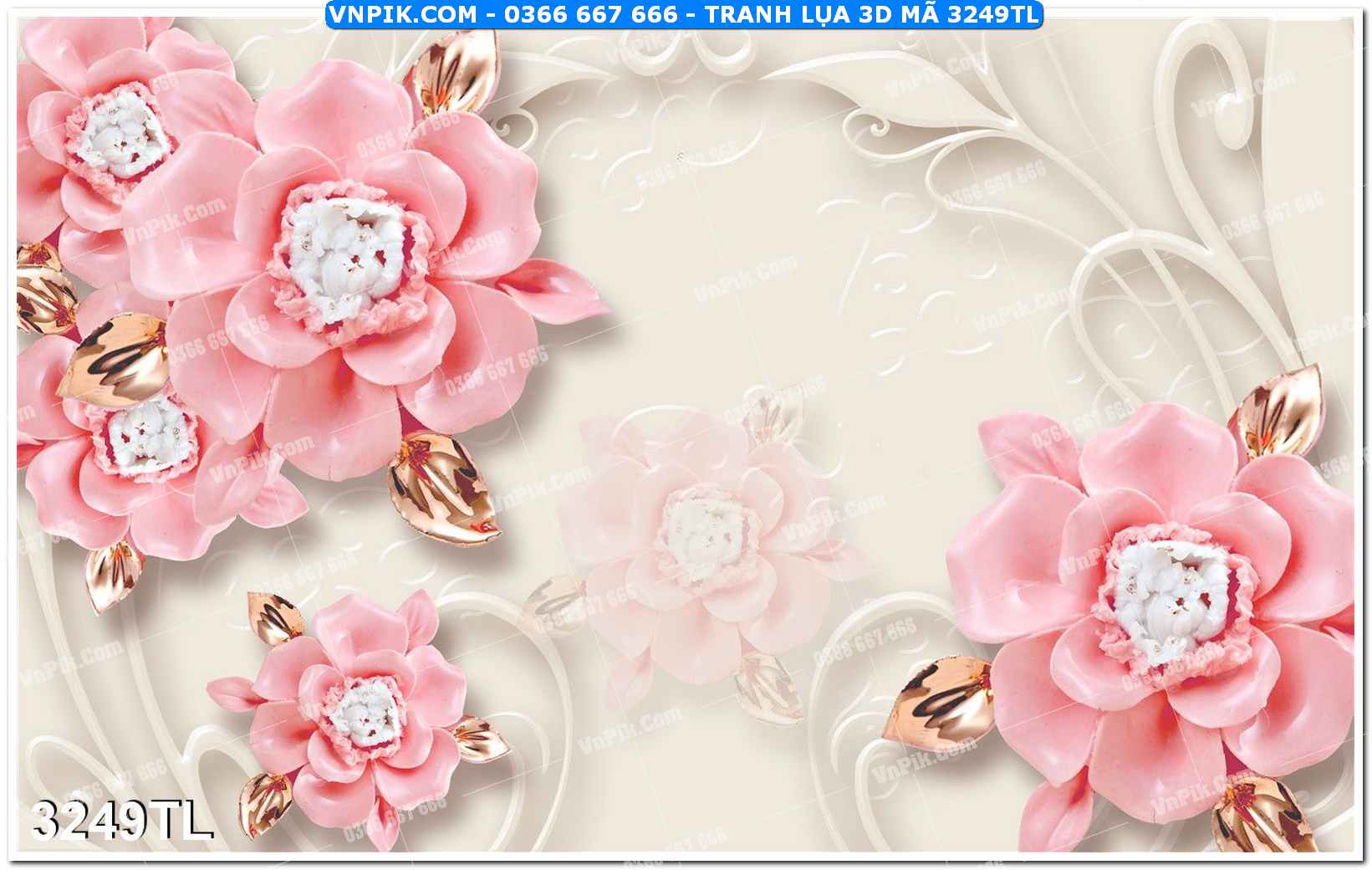 Tranh lụa 3D – Tranh trang trí dán tường 3249TL