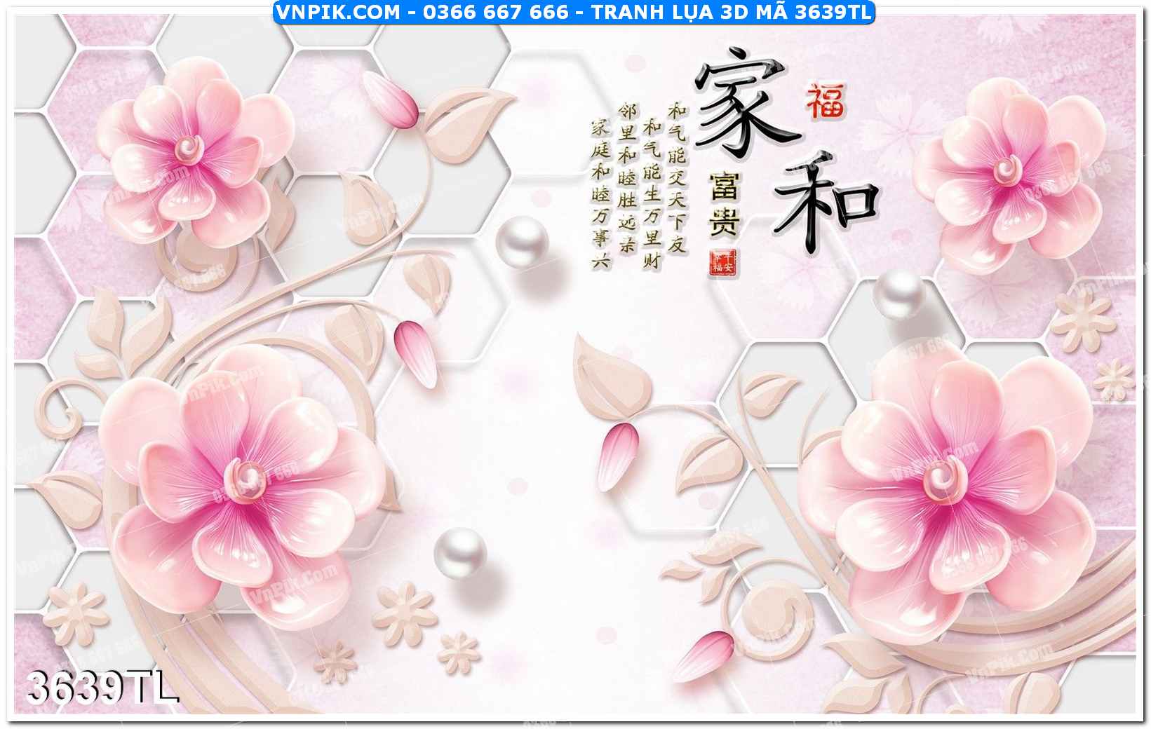 Tranh lụa 3D – Tranh trang trí dán tường 3639TL