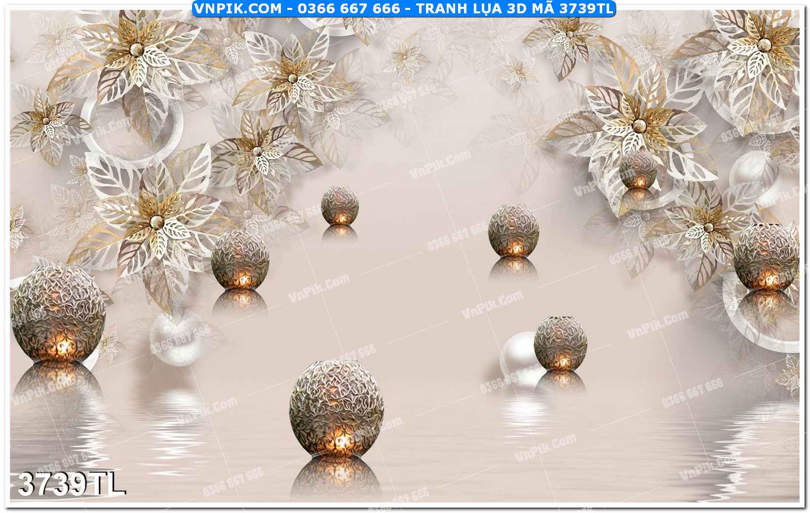Tranh lụa 3D – Tranh trang trí dán tường 3739TL