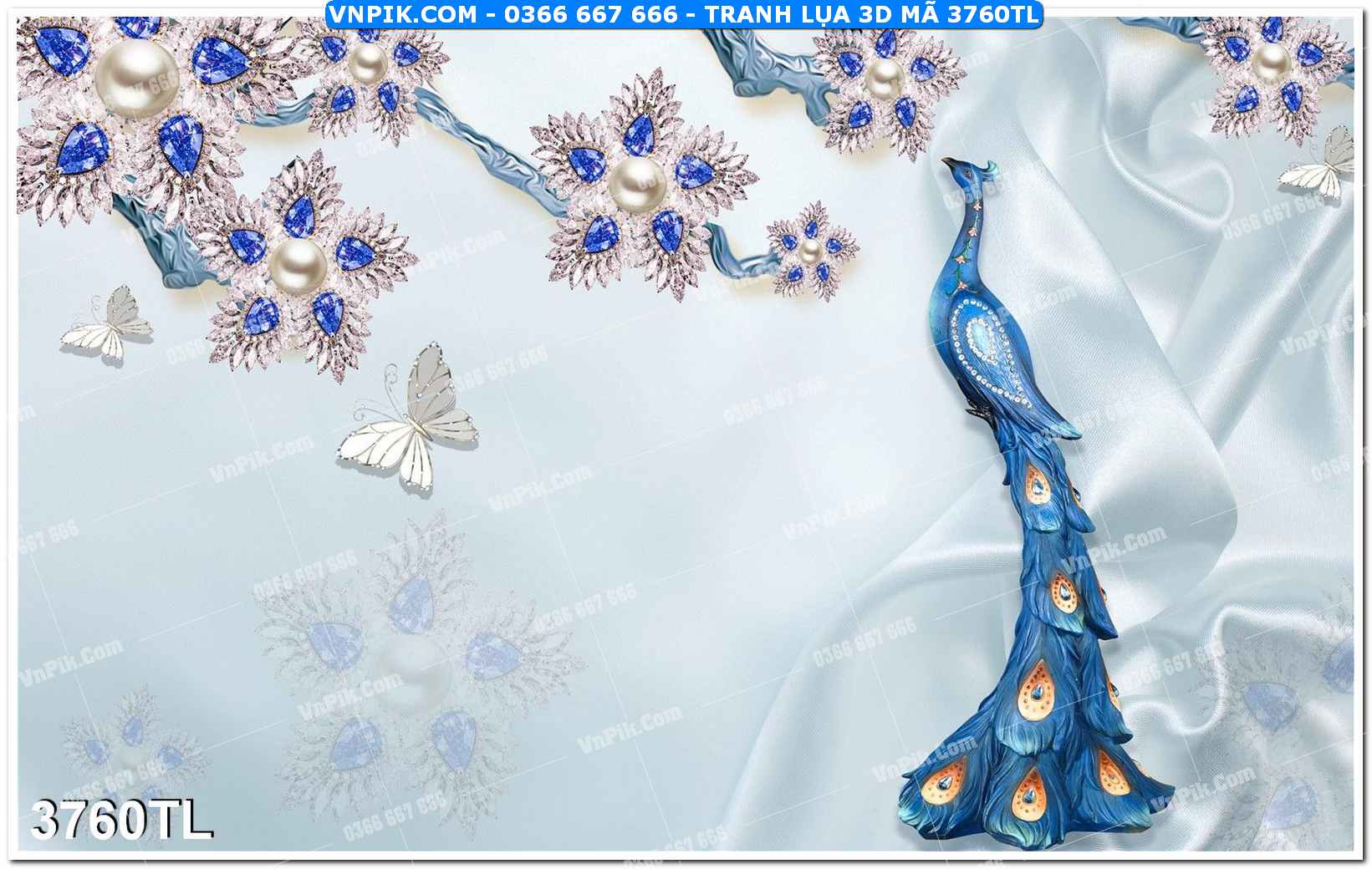 Tranh lụa 3D – Tranh trang trí dán tường 3760TL