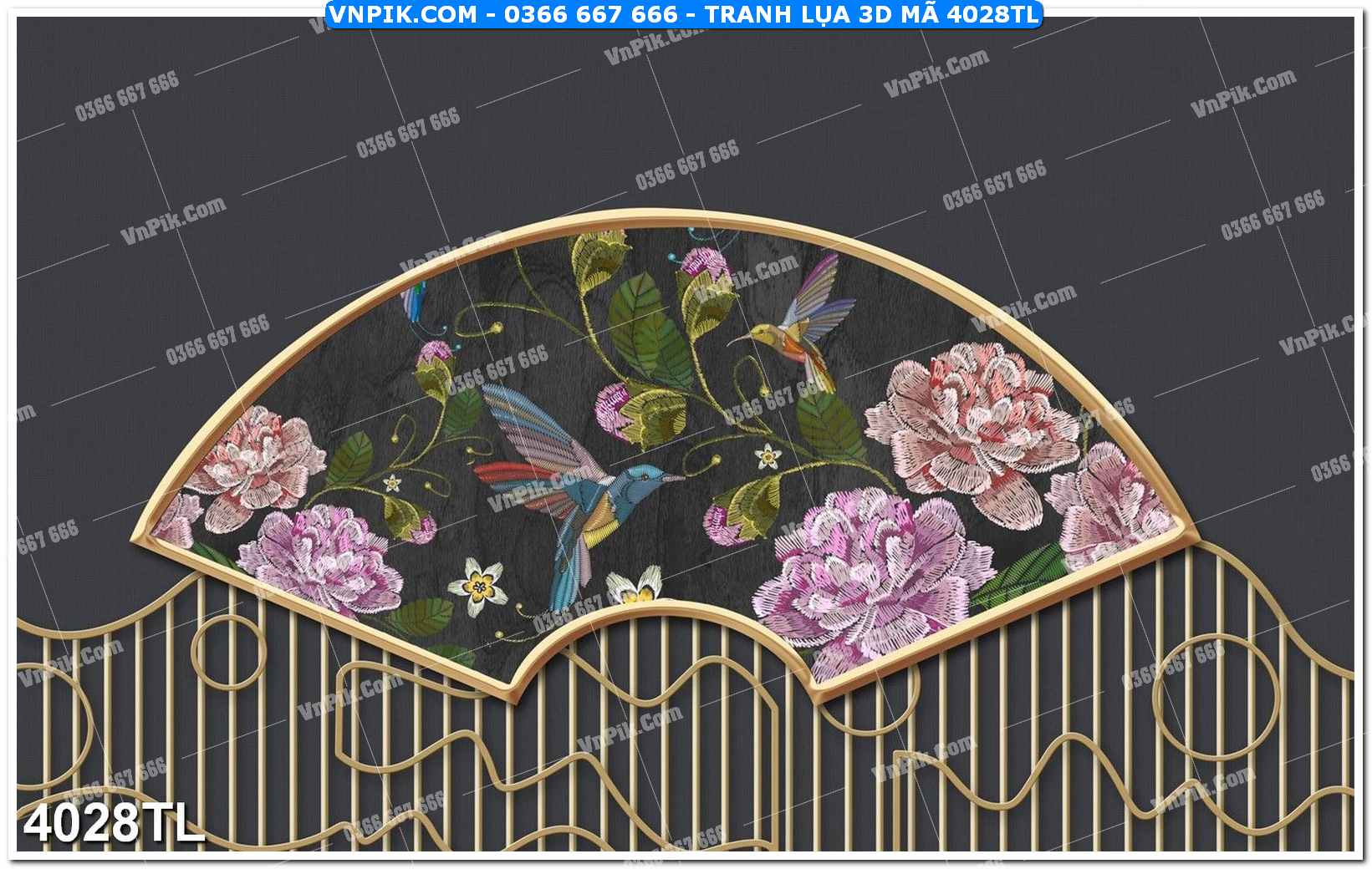 Tranh lụa 3D – Tranh trang trí dán tường 4028TL