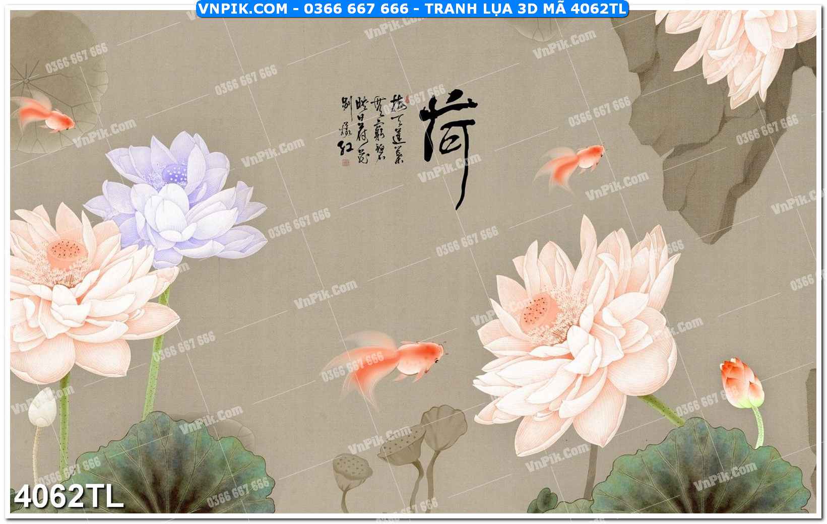 Tranh lụa 3D – Tranh trang trí dán tường 4062TL
