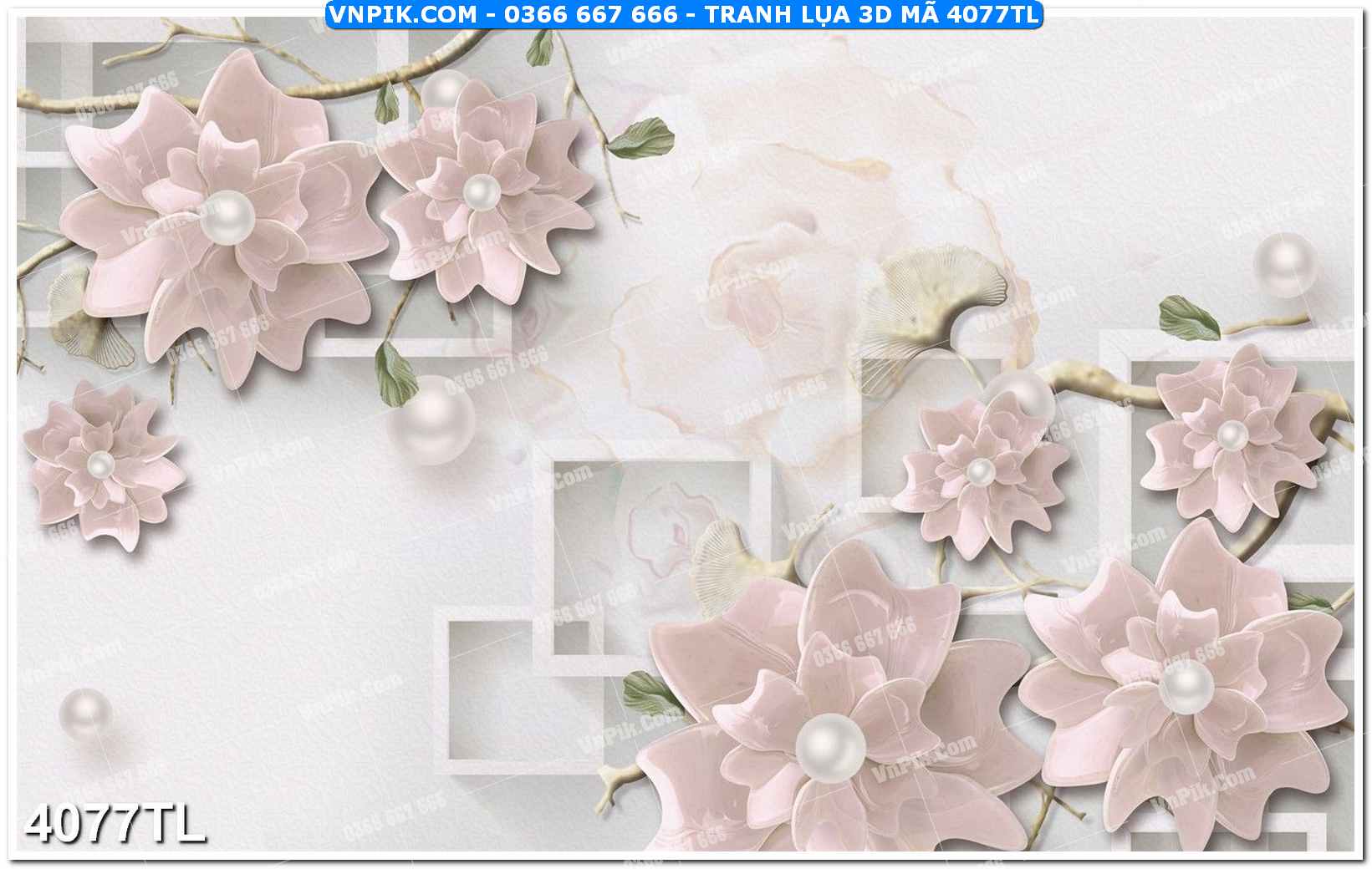 Tranh lụa 3D – Tranh trang trí dán tường 4077TL