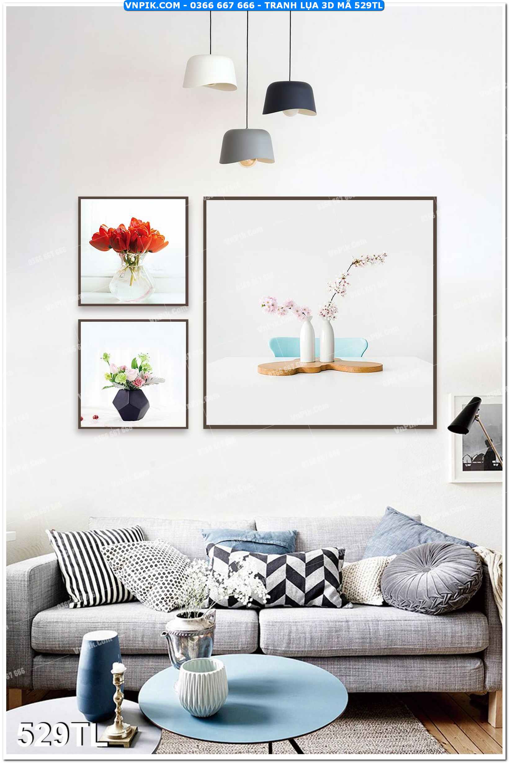Tranh lụa 3D – Tranh trang trí dán tường 529TL